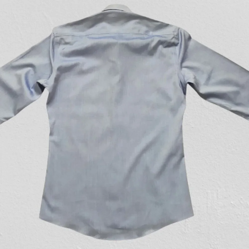 Light Blue Buttoned Down men's dress shirt size slim fit non-iron 14.5 / 34 - Picture 3 of 6